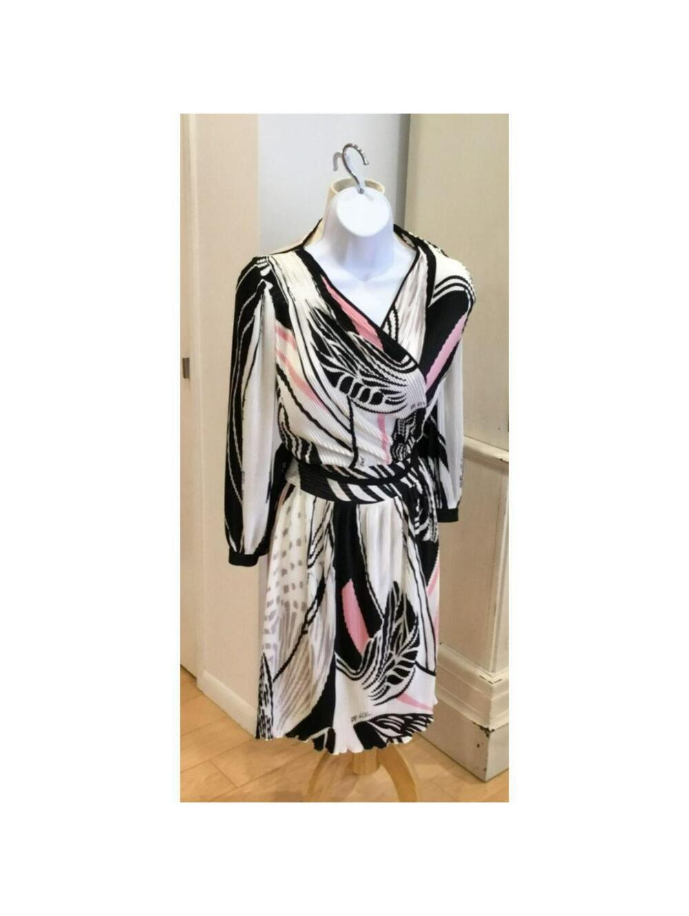 Paola Frani Designer Pleated Wrap Dress Sz 42 EU / Aprox Sz 12 US Made in Italy